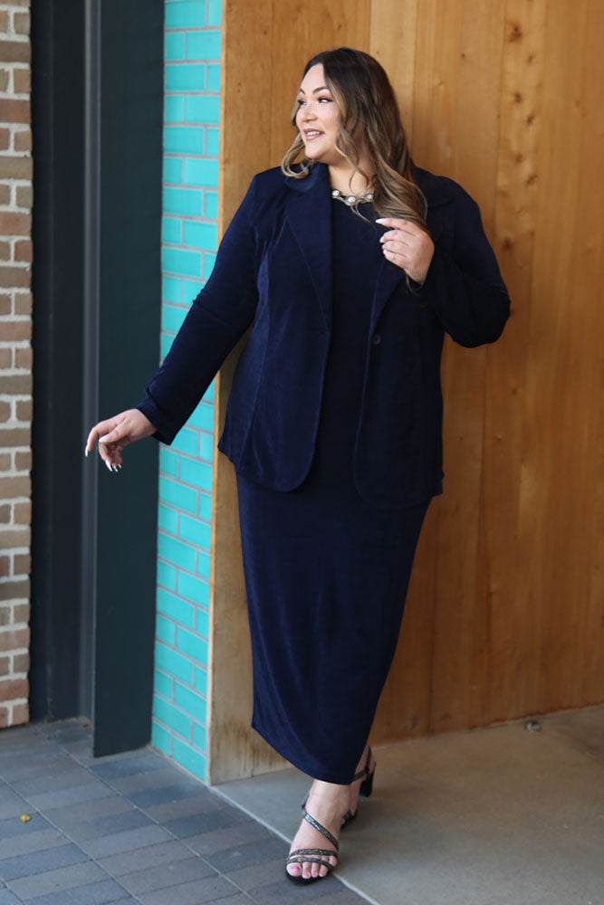 Dresses Vikki Vi Classic Navy Jewel Neckline Maxi Dress
