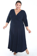 Vikki Vi Jersey Navy Faux Wrap Maxi Dress