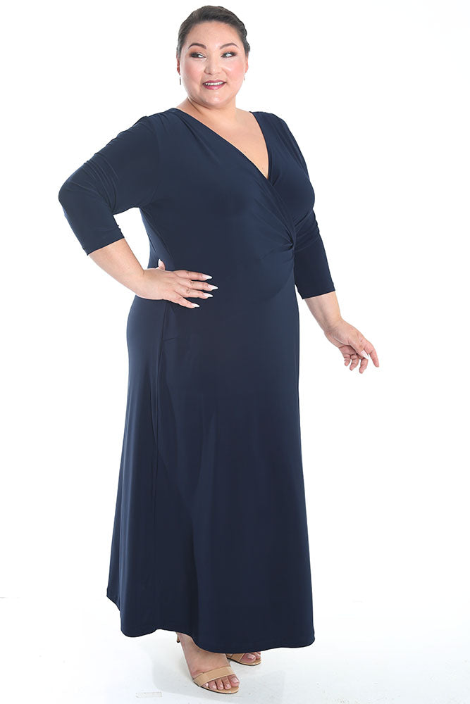Dresses Vikki Vi Jersey Navy Faux Wrap Maxi Dress