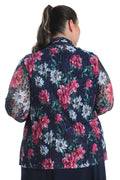 Vikki Vi Navy and Pink Lace 3/4 Kimono Jacket