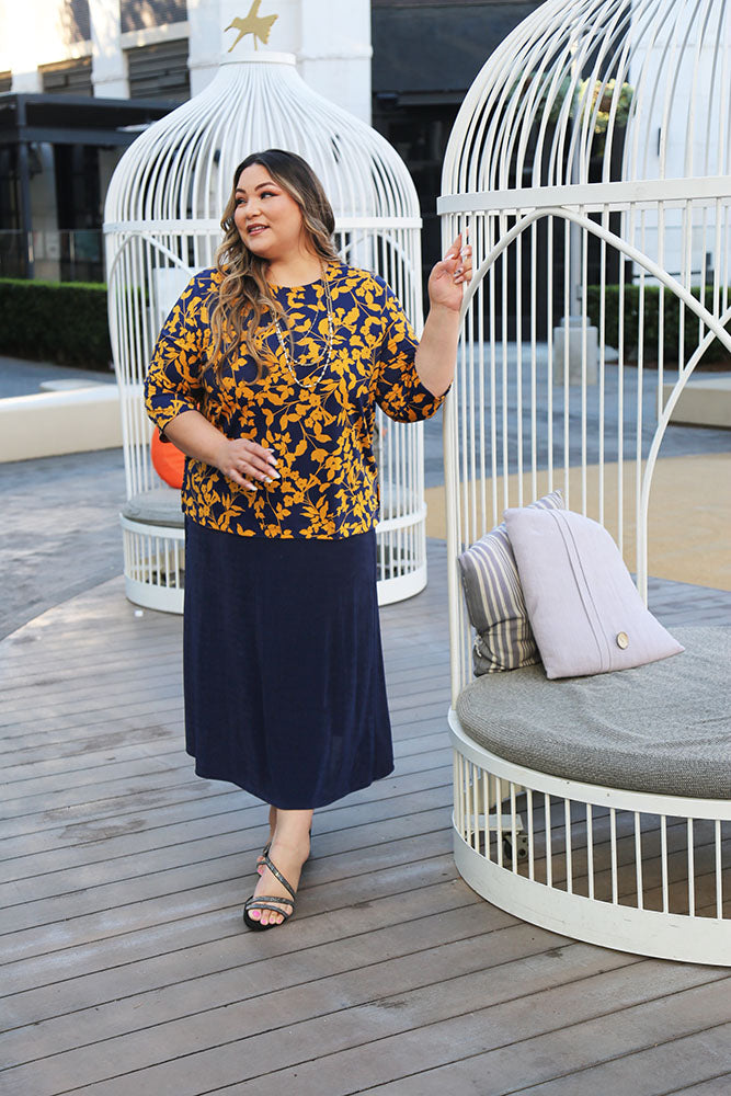 Skirts Vikki Vi Classic Navy A-Line Maxi Skirt