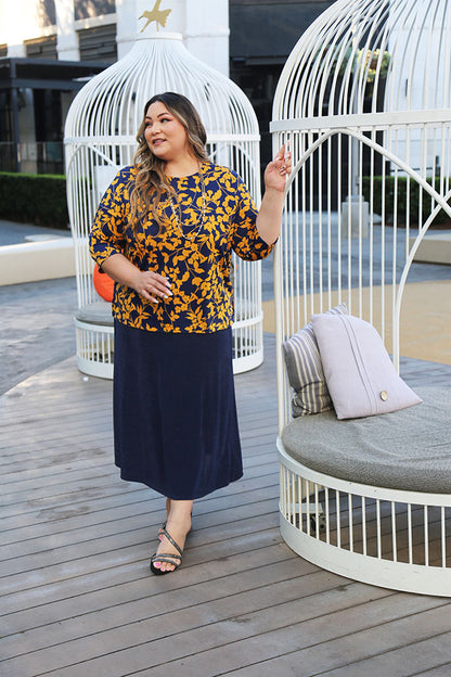 Skirts Vikki Vi Classic Navy A-Line Maxi Skirt