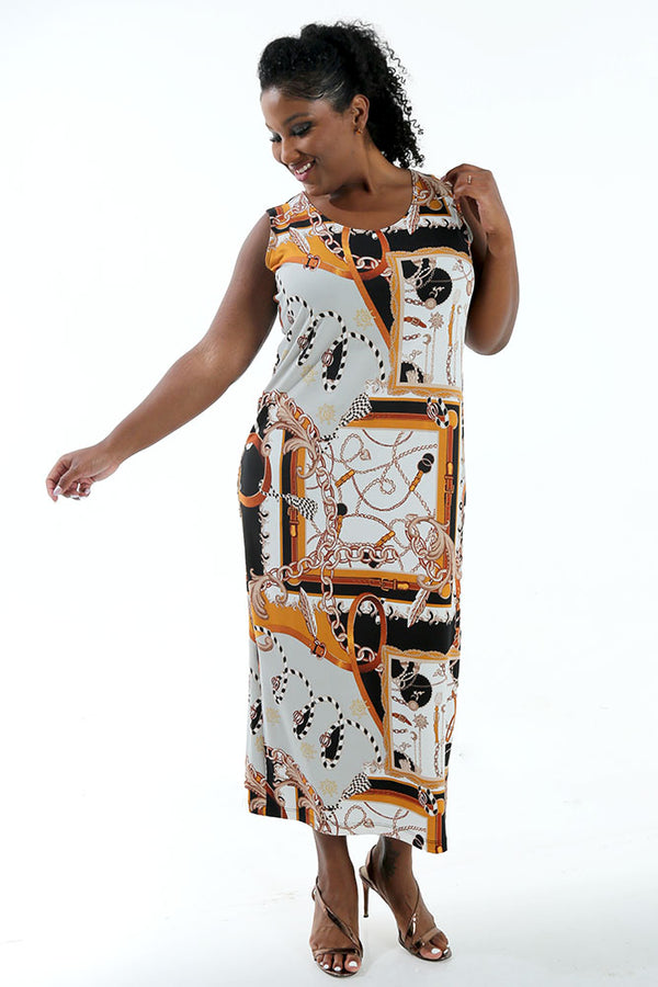 Vikki Vi Jersey Ivory Chain Maxi Tank Dress