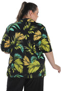 Vikki Vi Jersey Lime Palm Camp Shirt