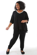 Pants La Cera Comfort Collection Black &Gray Block Tunic