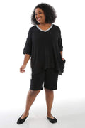 Pants La Cera Comfort Collection Black &Gray Block Tunic