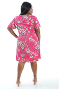 Vikki Vi Fuchsia Floral T-Shirt Style Dress
