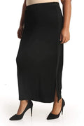 Skirts Vikki Vi Classic Black Side Slit Straight Maxi Skirt