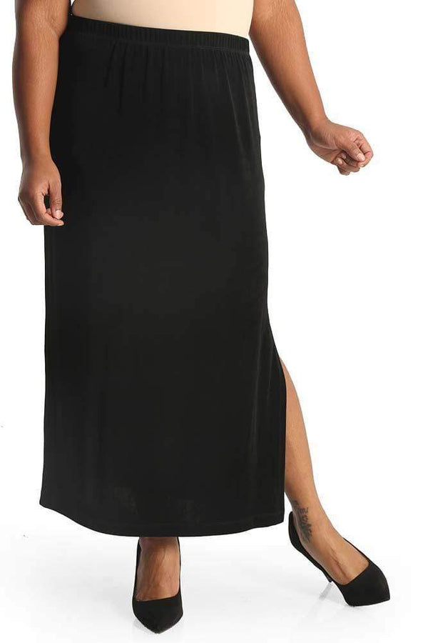 Skirts Vikki Vi Classic Black Side Slit Straight Maxi Skirt