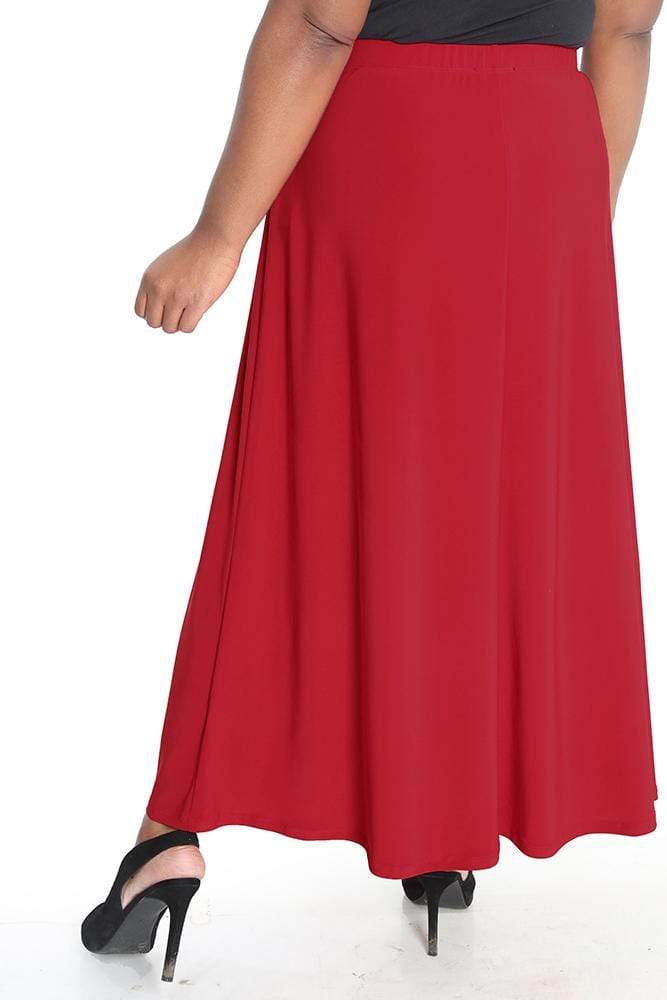 Skirts Vikki Vi Jersey Red A-Line Maxi Skirt