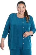 Vikki Vi Classic Ocean 3/4 Sleeve Cardigan
