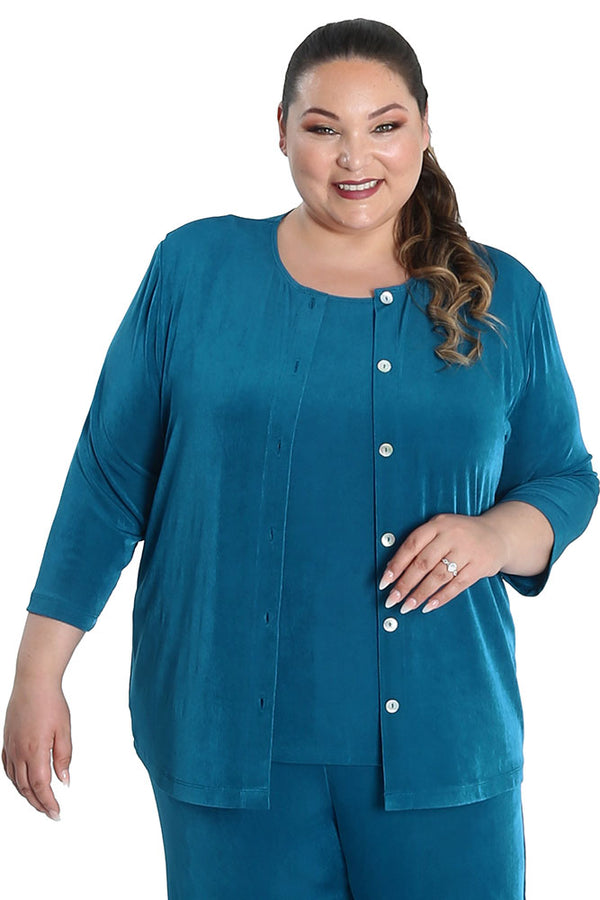 Vikki Vi Classic Ocean 3/4 Sleeve Cardigan