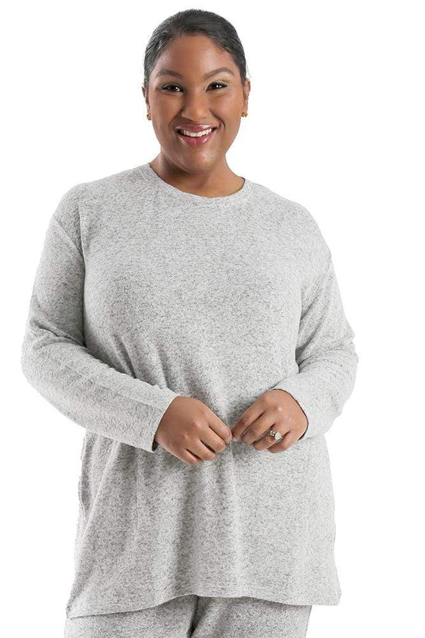 Tops La Cera Comfort Collection Heather Gray Long Sleeve Top