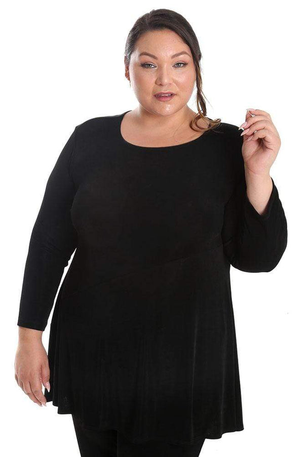 Tops Vikki Vi Classic Black Bias Cut Tunic