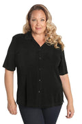 Tops Vikki Vi Classic Black Camp Shirt
