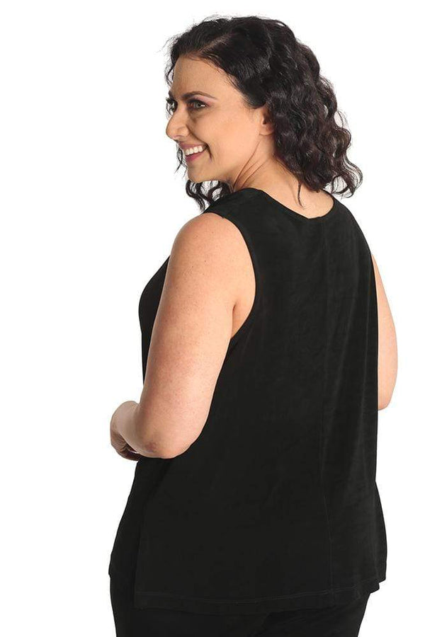 Tops Vikki Vi Classic Black Drape Neck Tank