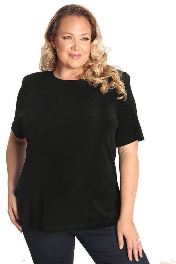 Tops Vikki Vi Classic Black Short Sleeve Tunic
