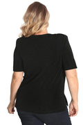 Tops Vikki Vi Classic Black Short Sleeve Tunic