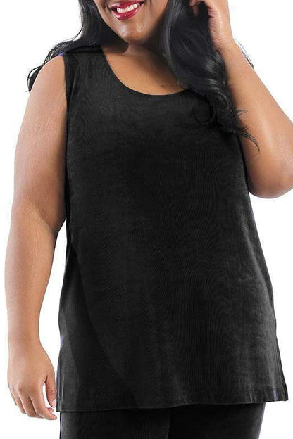 Tops Vikki Vi Classic Black Sleeveless Tunic