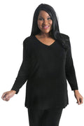 Tops Vikki Vi Classic Black V-Neck Long Sleeve Tunic