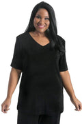 Tops Vikki Vi Classic Black V-Neck Short Sleeve Tunic