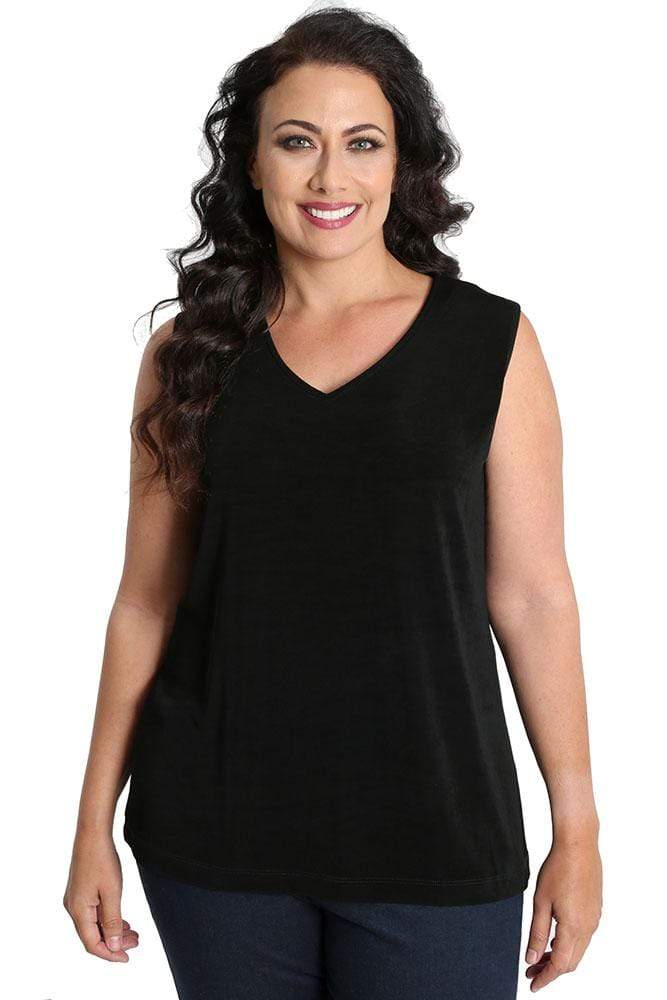 Tops Vikki Vi Classic Black V-Neck Tank