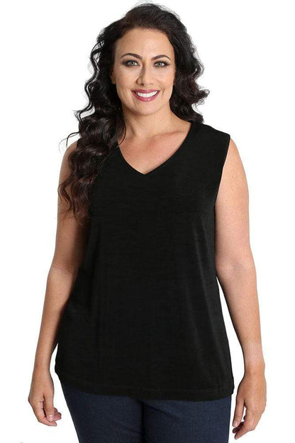 Tops Vikki Vi Classic Black V-Neck Tank