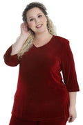 Tops Vikki Vi Classic Cinnabar V-Neck 3/4 Sleeve Tunic