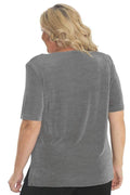 Tops Vikki Vi Classic Cool Gray Short Sleeve Tunic