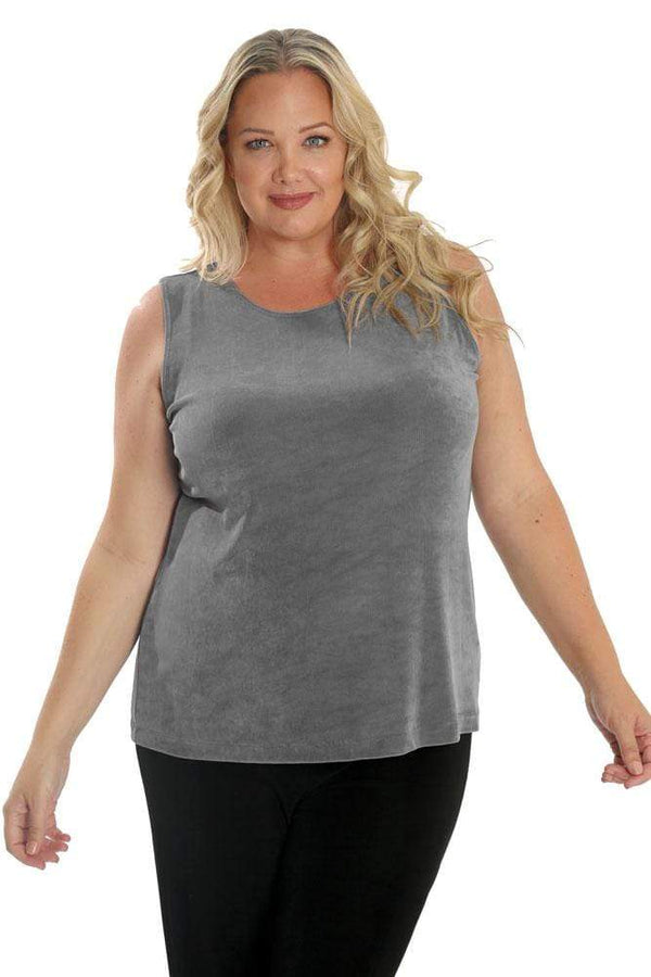 Tops Vikki Vi Classic Cool Gray Sleeveless Shell