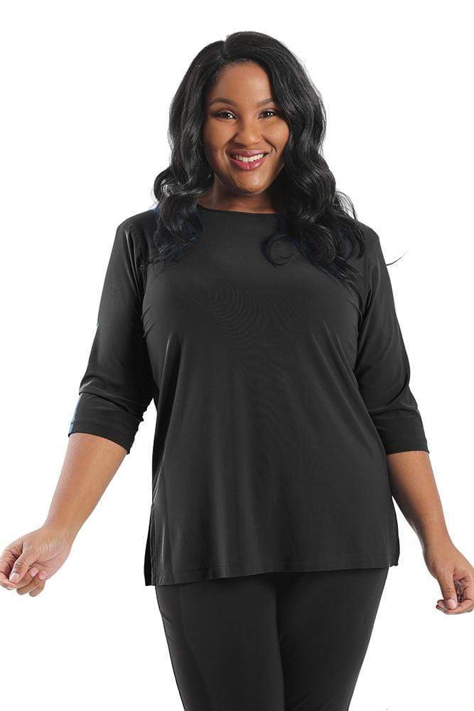 Tops Vikki Vi Jersey Black 3/4 Sleeve Top