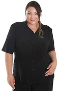 Tops Vikki Vi Jersey Black Camp Shirt