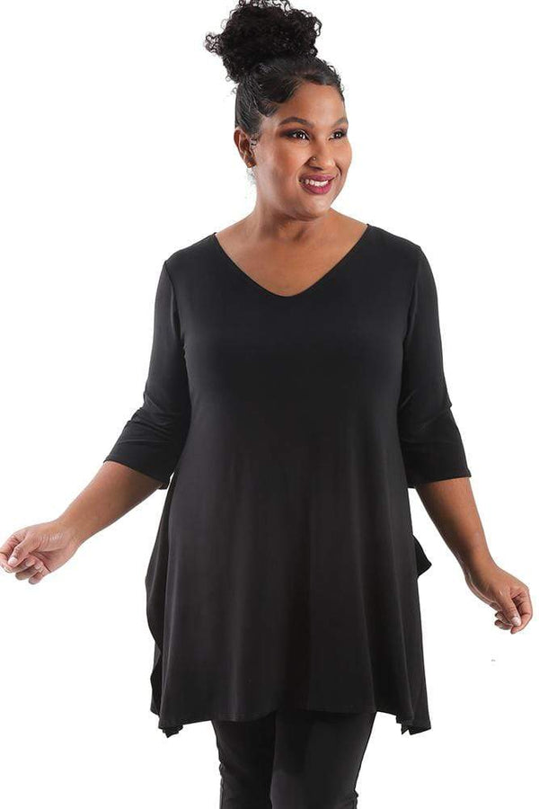 Tops Vikki Vi Jersey Black Handkerchief Tunic