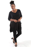 Tops Vikki Vi Jersey Black Handkerchief Tunic