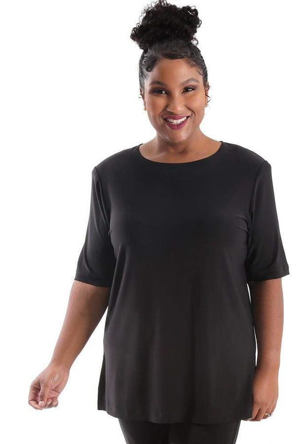 Tops Vikki Vi Jersey Black Short Sleeve Tunic