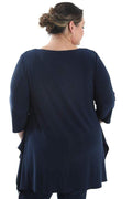 Tops Vikki Vi Jersey Navy Handkerchief Tunic