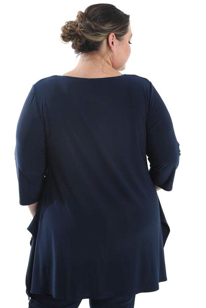 Tops Vikki Vi Jersey Navy Handkerchief Tunic