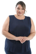 Tops Vikki Vi Jersey Navy Sleeveless Tank