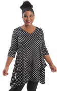 Tops Vikki Vi Jersey Polka Dot Handkerchief Tunic