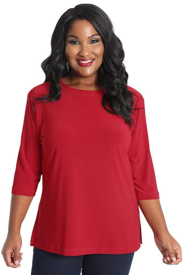 Tops Vikki Vi Jersey Red 3/4 Sleeve Top