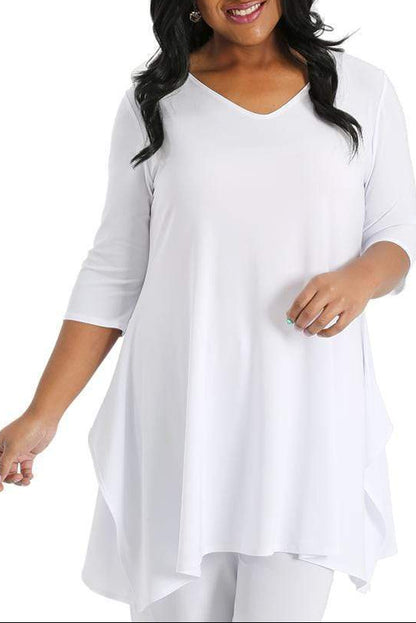 Tops Vikki Vi Jersey White Handkerchief Tunic
