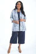 Vikki Vi Jersey Navy Tribal 3/4 Sleeve Kimono Jacket