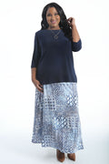 Vikki Vi Jersey Navy Tribal Maxi Skirt