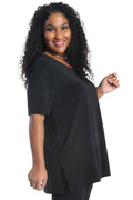 Vikki Vi Jersey Black Short Sleeve Swing Tunic