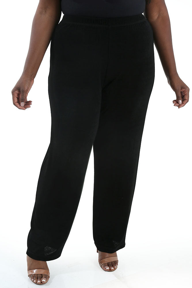 Vikki Vi Classic Black Petite Pull-On Pant | PlusbyDesign.com