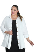 Vikki Vi White Linen Fit and Flare Blouse