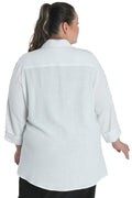 Vikki Vi White Linen Fit and Flare Blouse
