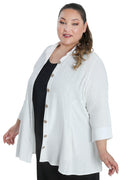 Vikki Vi White Linen Fit and Flare Blouse