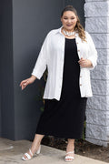 Vikki Vi White Linen Fit and Flare Blouse