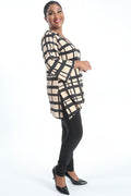 Vikki Vi Jersey Window Pane Shark Bite Tunic